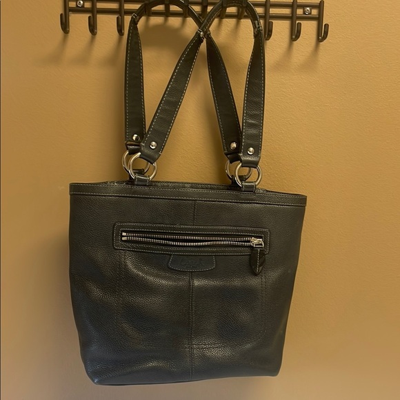 Coach Black Pebble Leather Tote Bag - Picture 1 of 8